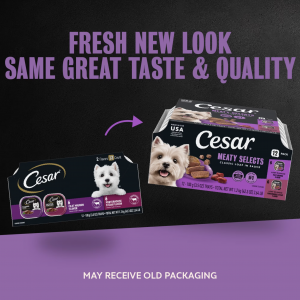 Cesar Loaf In Sauce Beef Flavors Adult Wet Dog Food Variety Pack, 3.5-Oz Trays 12 Ct.